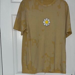 Yellow Tie-Dye T-Shirt with Daisy Patch